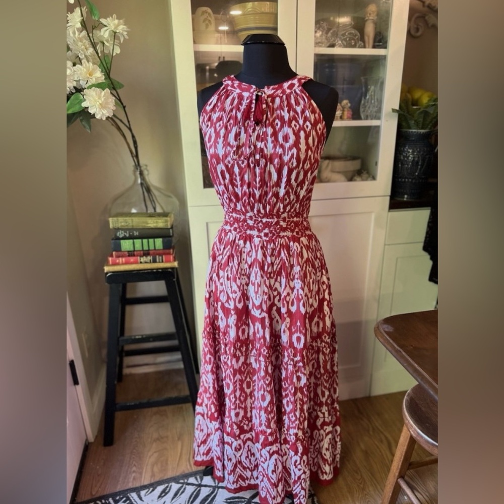 Mlle Gabrielle 3X Red
 and White Sleeveless Maxi Dress